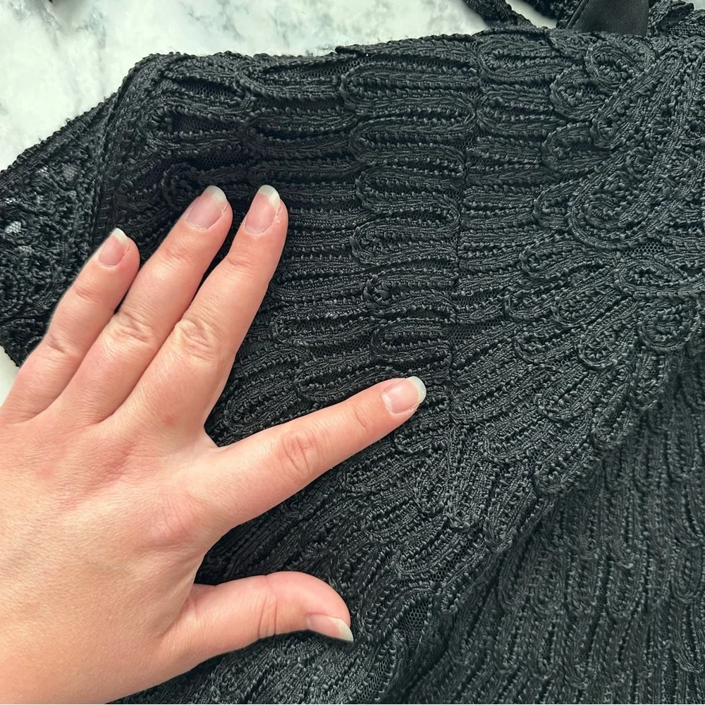 Sue Wong Vintage Black Crochet Halter Dress - Picture 13 of 15